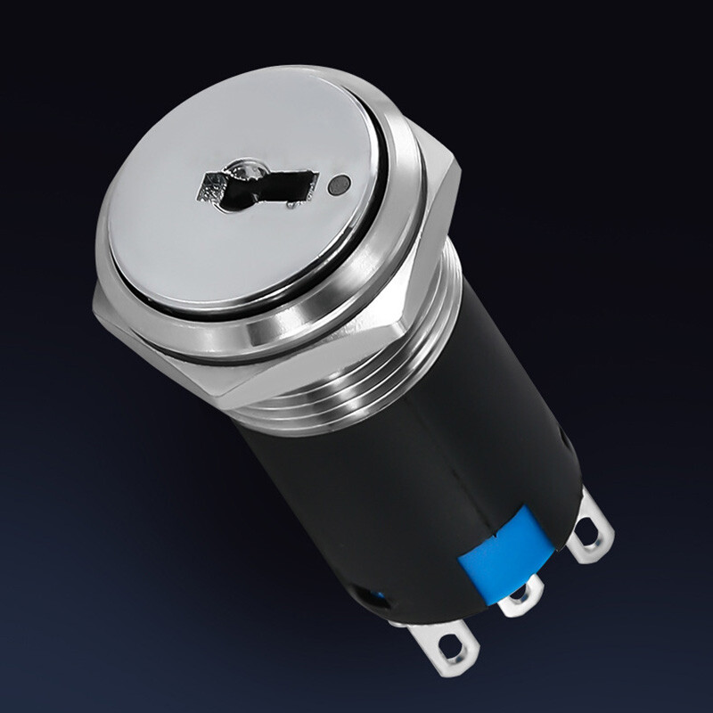 16mm Rotary Key Switch Latching 2/3 Position Selector Security Lock ON/OFF 5A