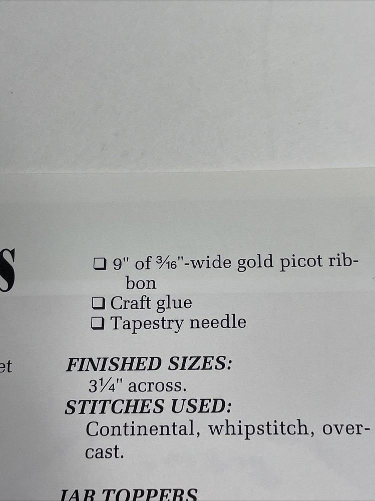 Annie's Attic Jar Toppers Plastic Canvas Pattern