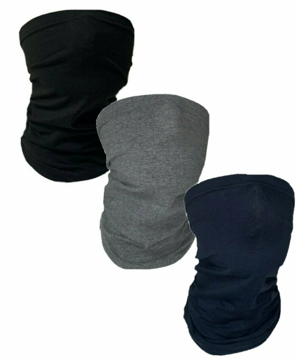Neck Gaiter Premium Cotton Black Face Mask Balaclava Neckerchief Bandana Lot