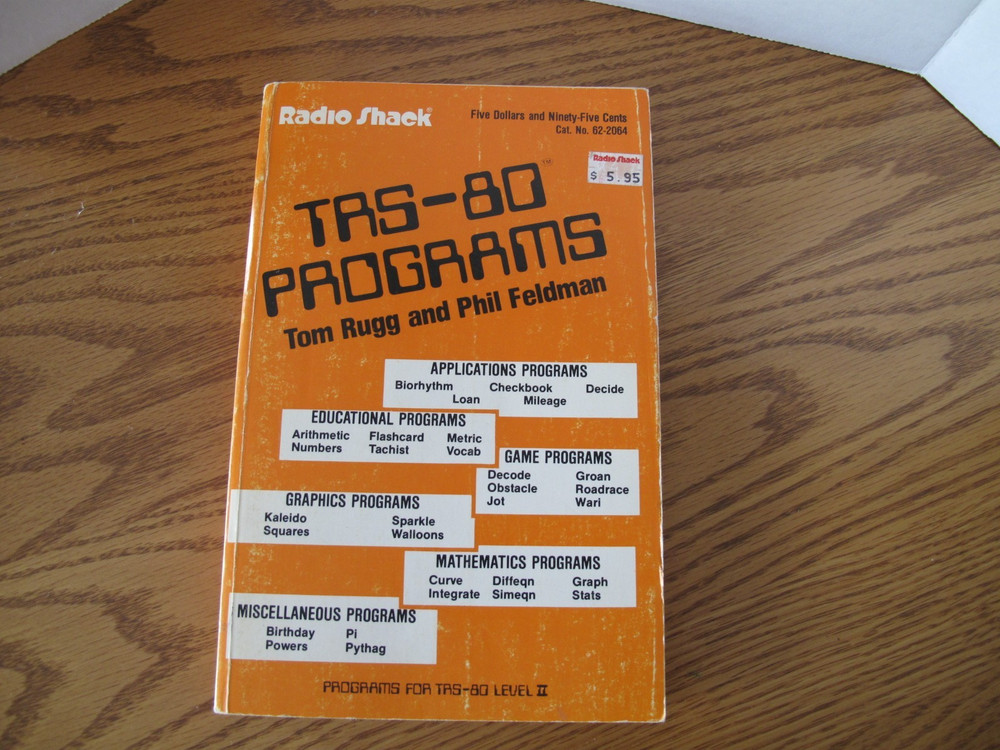VINTAGE TRS-80 COMPUTER PROGRAMMING BOOK RADIO SHACK 1980 PROGRAMS