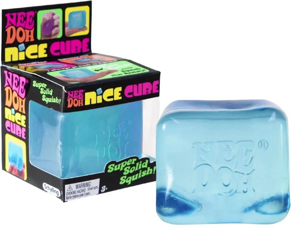 Schylling NeeDoh Nice Cube BLUE Sensory Squeeze Toy with Super Solid Squish