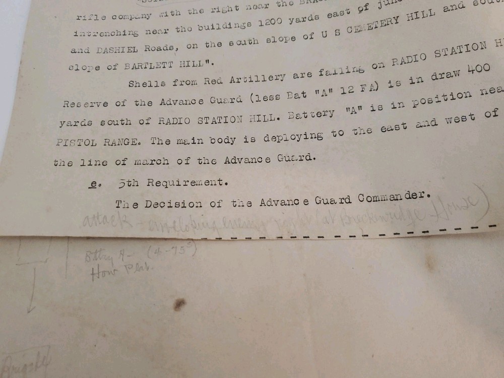 1932 Ft Sam Houston 3rd Brigade Tactical Exercise Document - Rare Original
