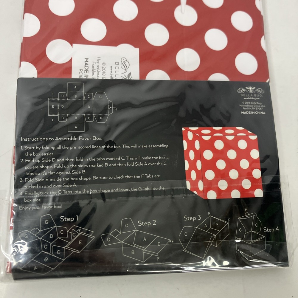 Bella Bug 10 Square Boxes 3.25" X 3.25" Red
