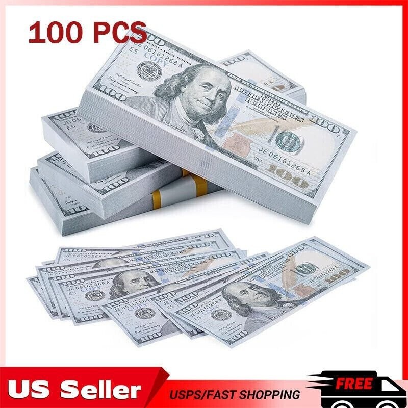 100-1000 pcs Dollar Bills Prop Toys Money Bank Film Cash Paper $10,000 Movie