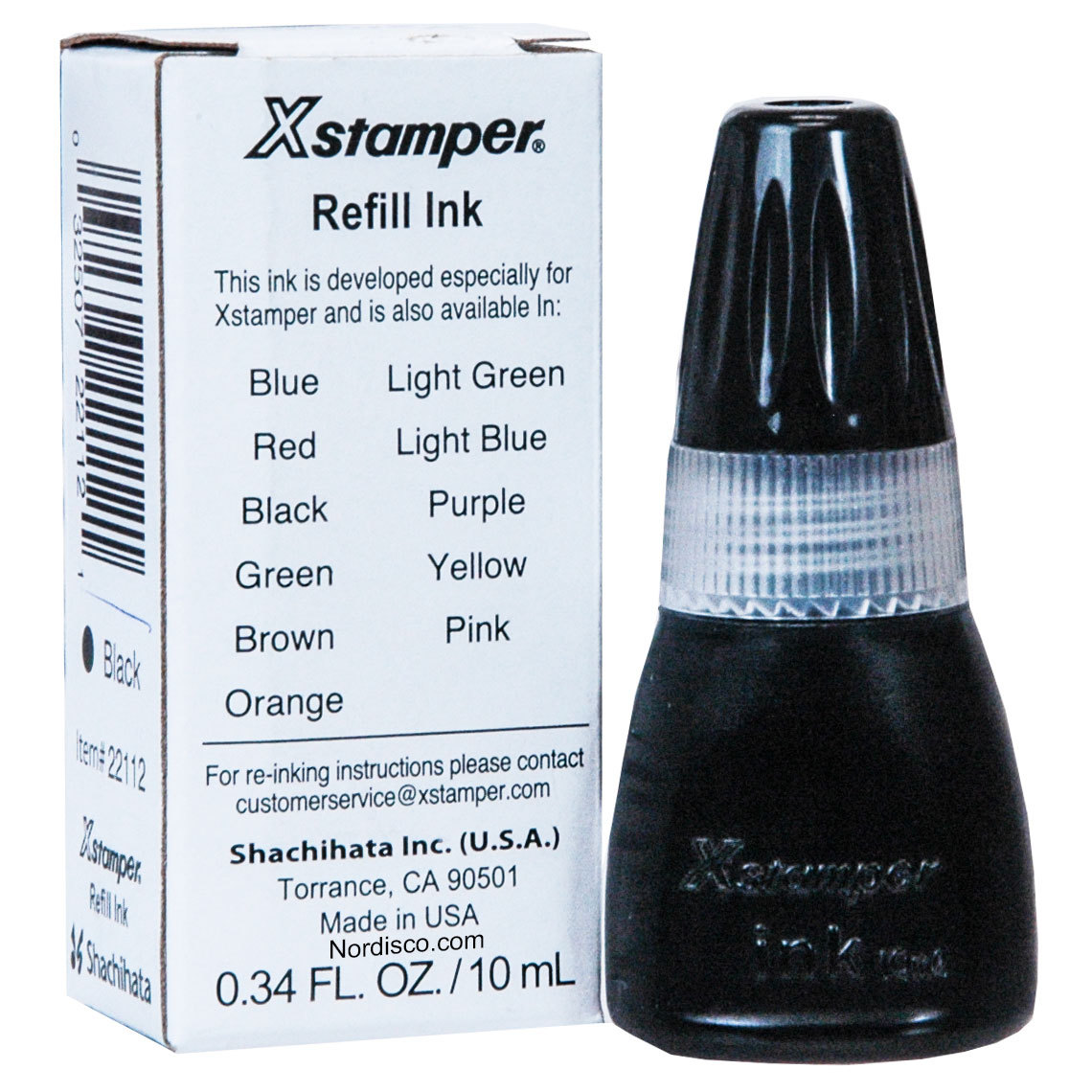Xstamper Black Refill Ink 22112, 10ml Bottle, by Shachihata