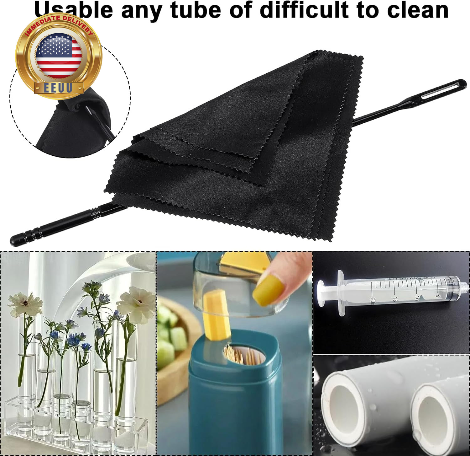 Flute Cleaning Kit Flute Cleaning Rod with 3Pcs Cloth Flutes Cleaner Kit for Flu