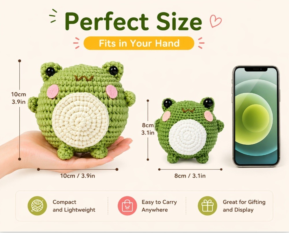 Frog Crochet Kit 2 Pack for Beginners Amigurumi DIY Set with Video Tutorial