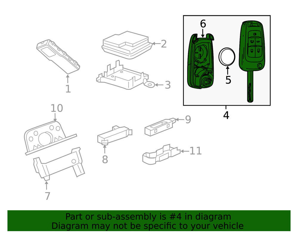 Genuine GM Keyless Entry Transmitter with Folding Key 13530752