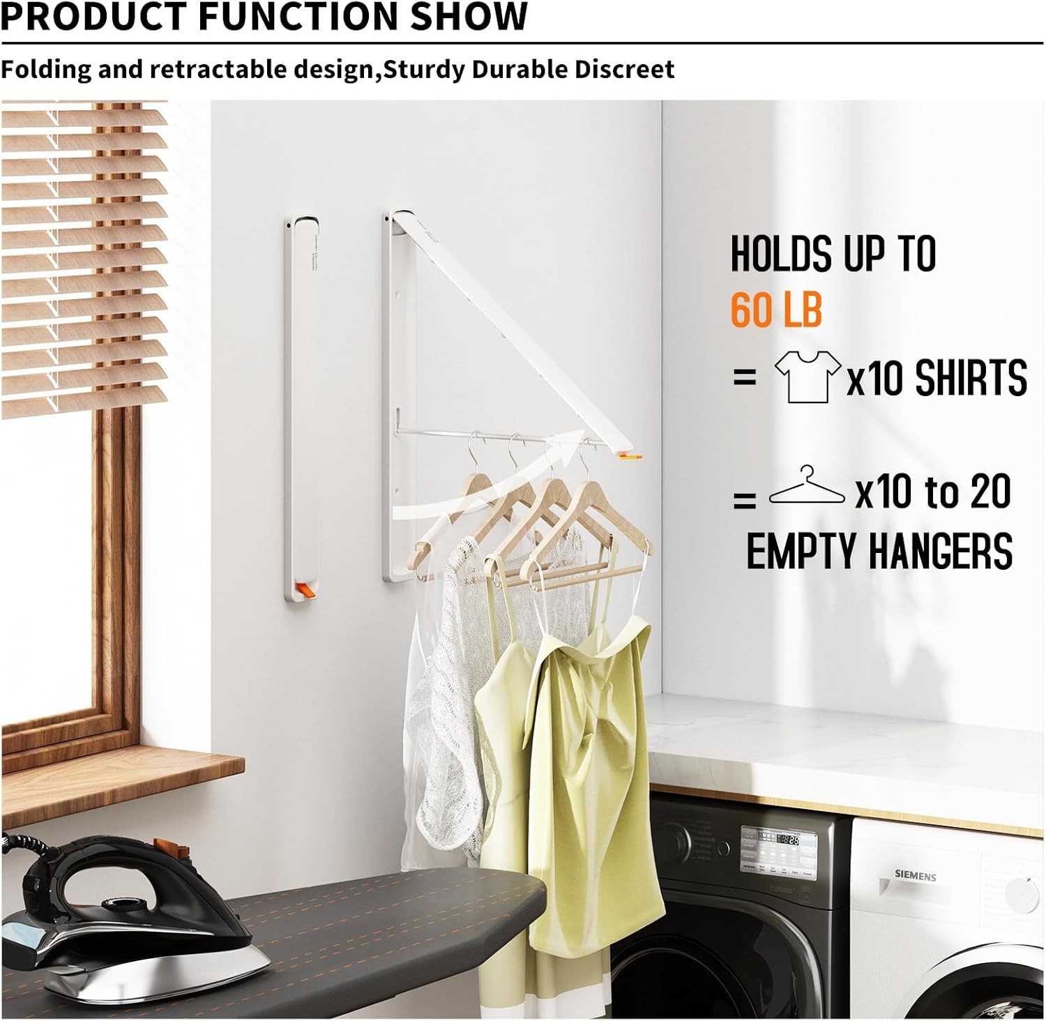 Clothes Drying Rack for Laundry Drying Rack Wall Mounted Clothes Hanger Rack Ret