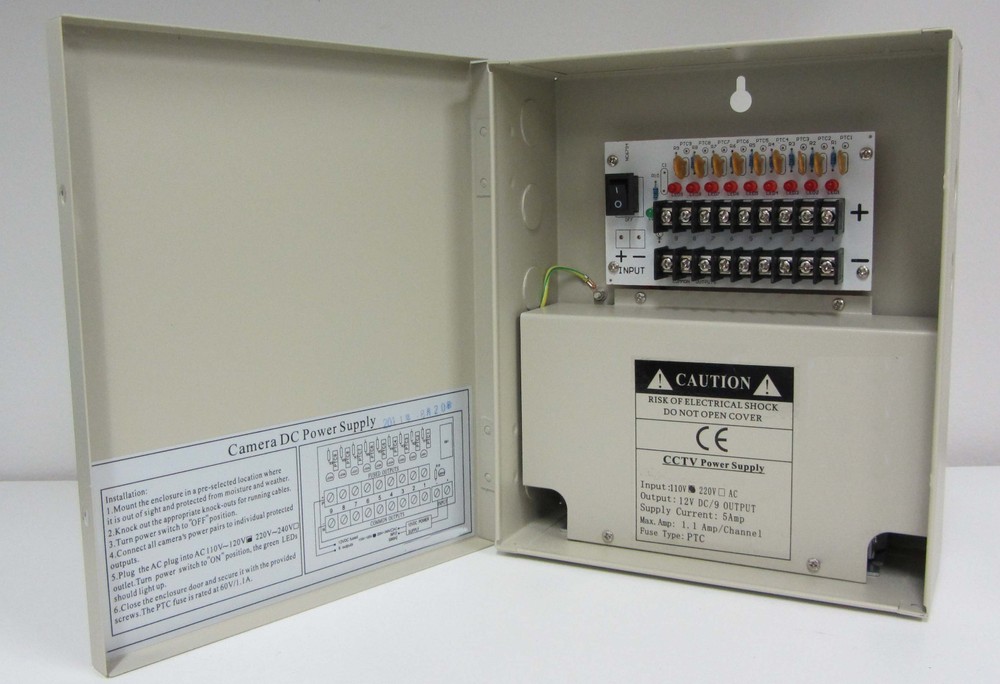 9CH CCTV Security Camera 12V DC Power Supply Distributed Switch Box Pigtail.10pc