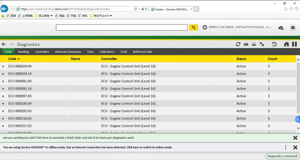 EDL V2 For John Deere Service Advisor Wireless Machine Interface Diagnostic Tool