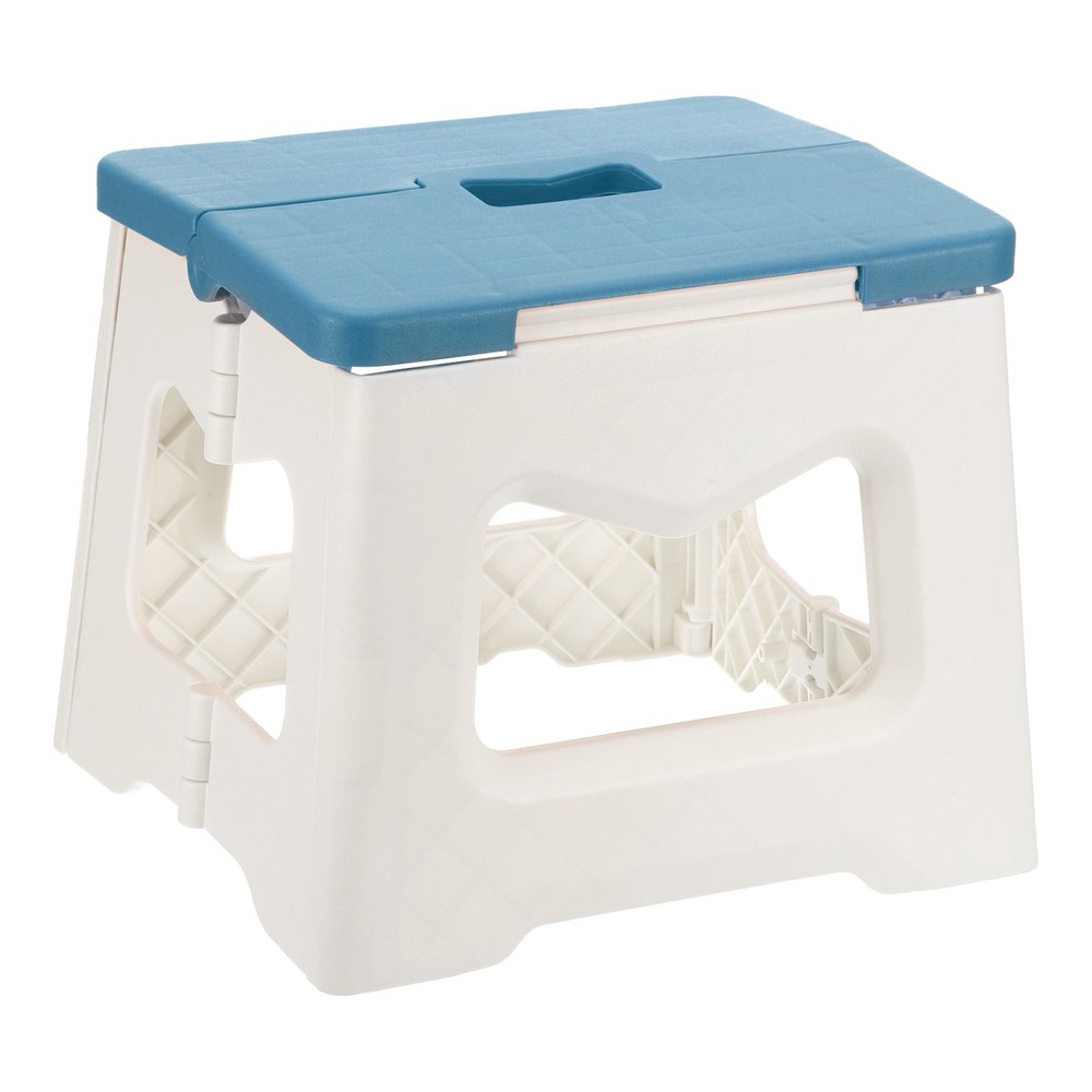8" Folding Step Stool for Adults 165 lbs Capacity Blue