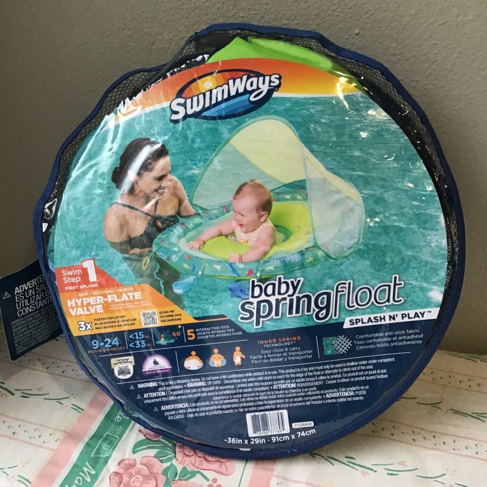 Swimways Sun Canopy Spring Float 9-24 Months Built-In Valve Splash n Play