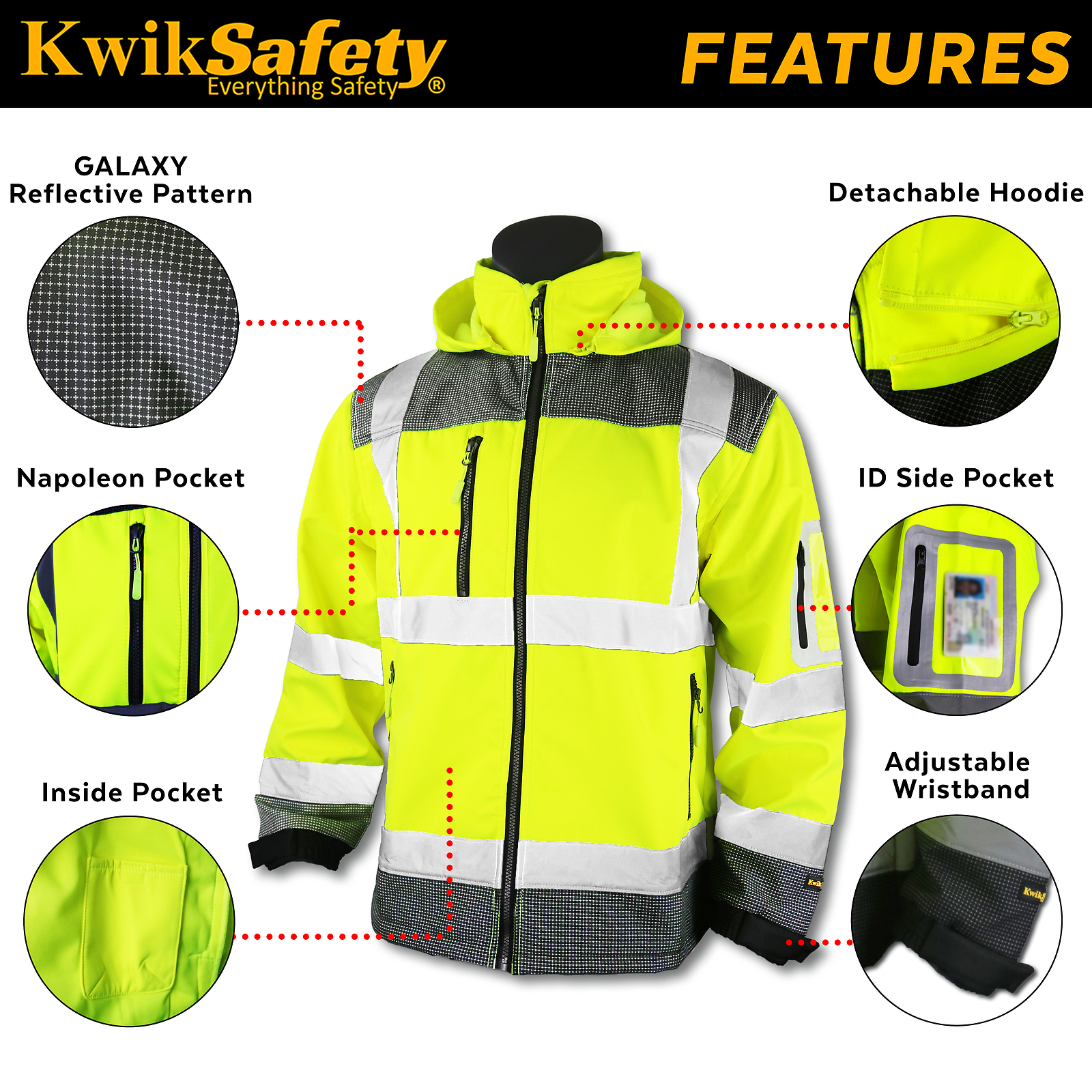 KwikSafety GALAXY Class 3 Soft Shell Safety Jacket ANSI Compliant OSHA