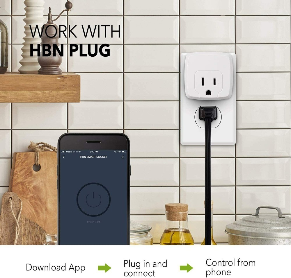 2 Pack Mini Smart WiFi Plug Outlet Socket Work with Alexa/Google Home ETL White