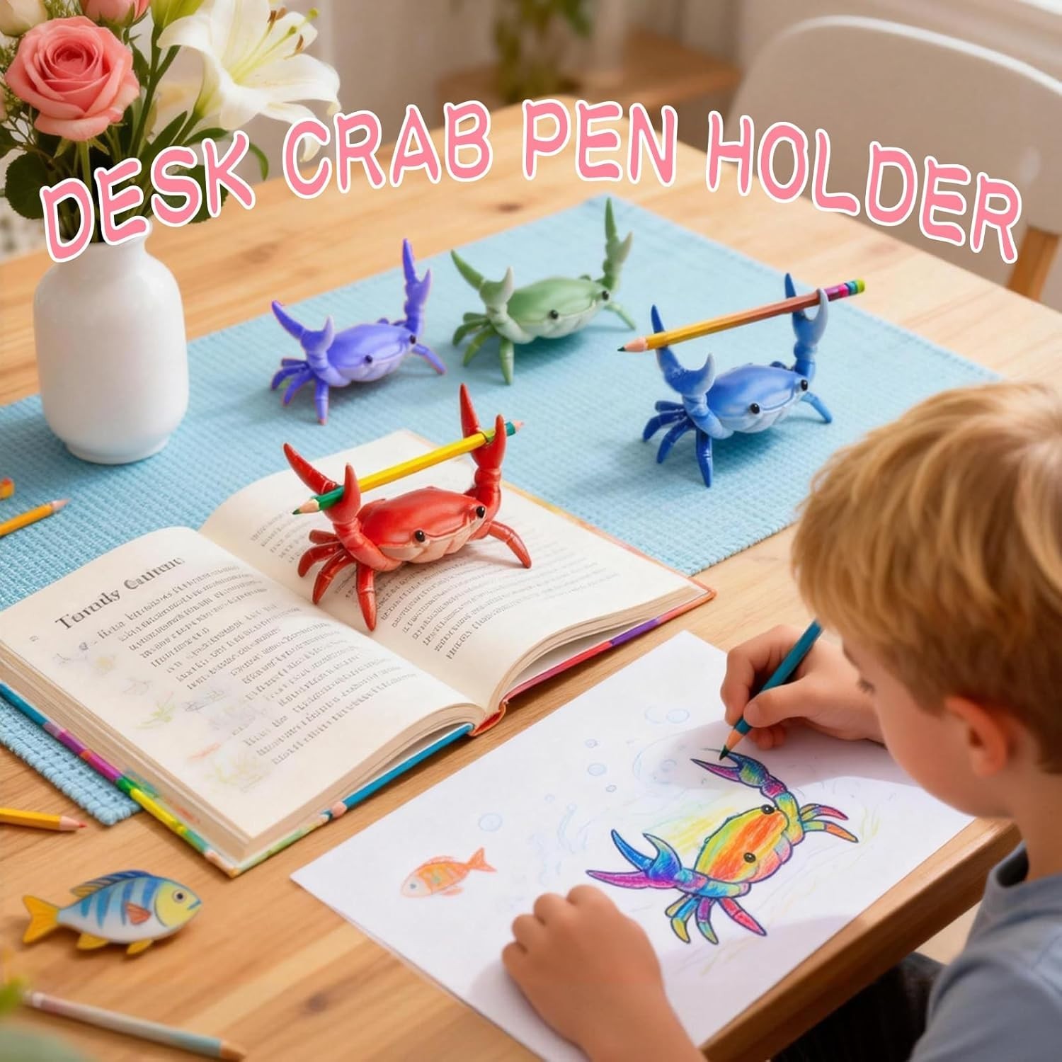 Lightweight 4PCS Crab Shaped Pen Holders - Perfect Gift for Creative Spaces