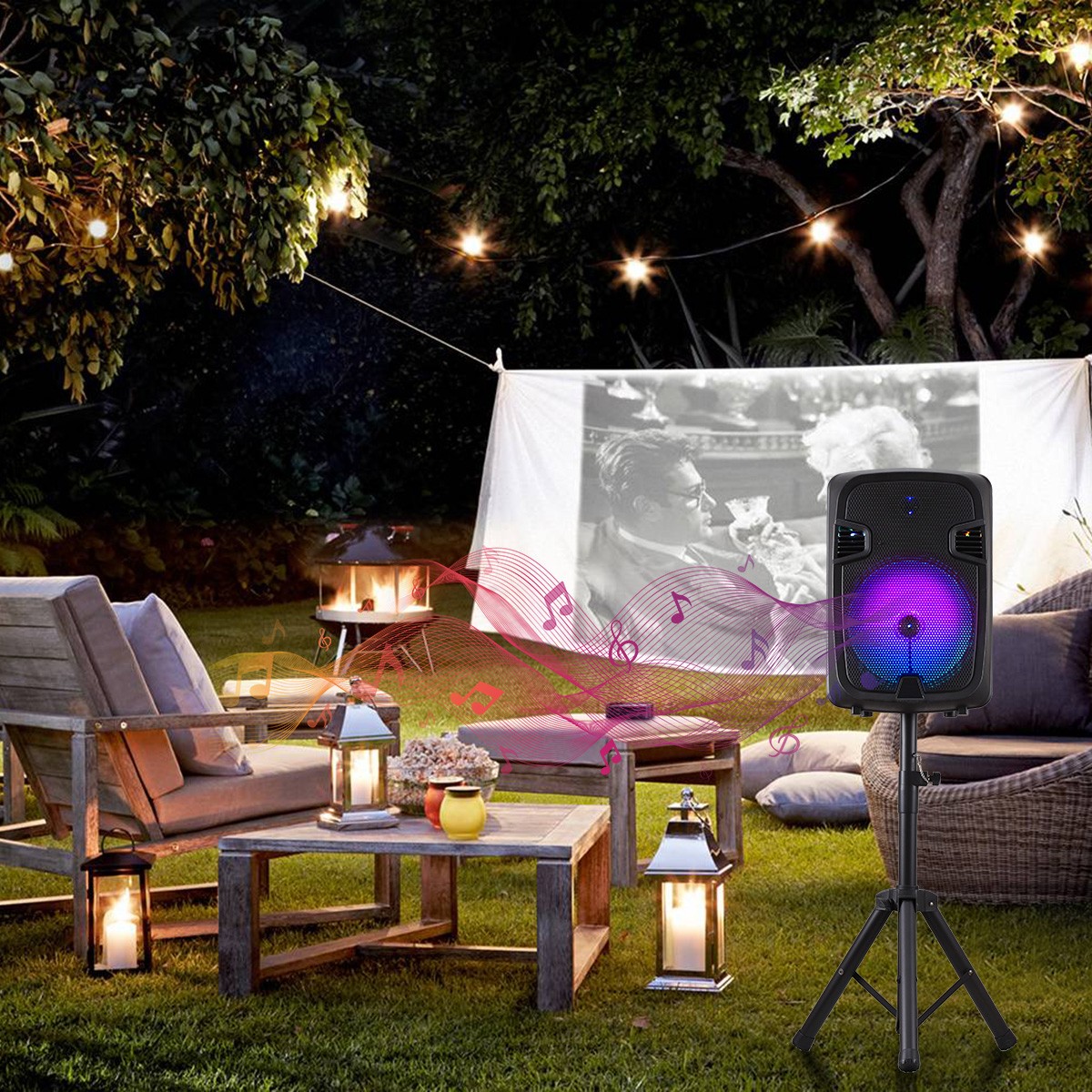 12'' 10000W Loud Large Party Speaker Bluetooth Heavy Bass Sound Party & Micphone