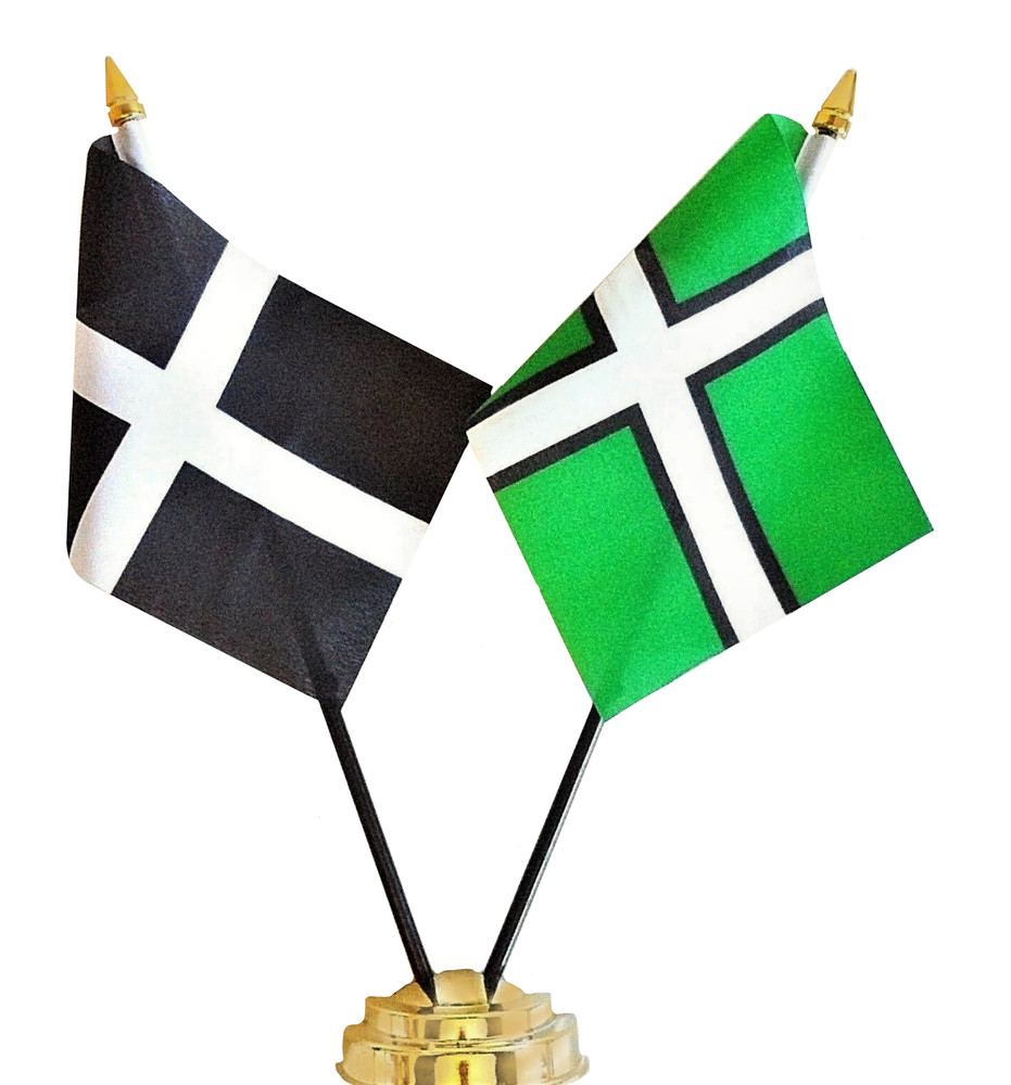 Cornwall & Devon Double Friendship Table Flag Set