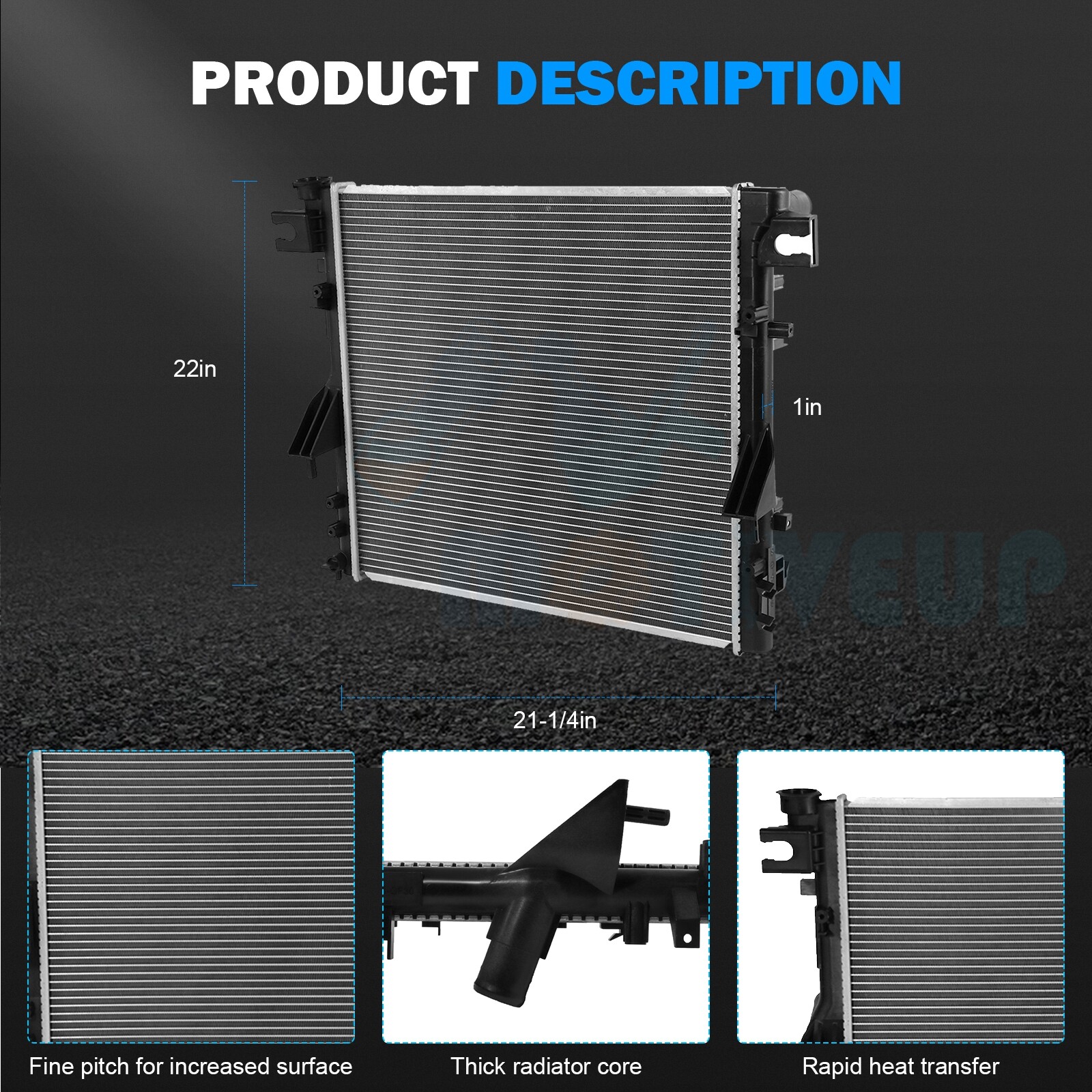 Aluminum Radiator for 07-18 Jeep Wrangler JK Unlimited Rubicon Sahara 3.6L 3.8L
