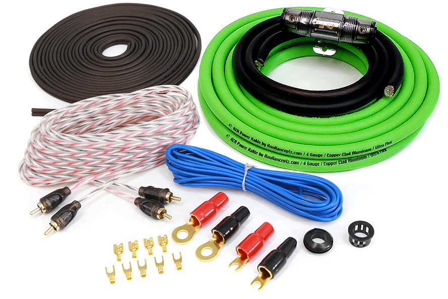 KnuKonceptz TRUE 4 Gauge Amp Amplifier Install Wiring Installation Kit Green