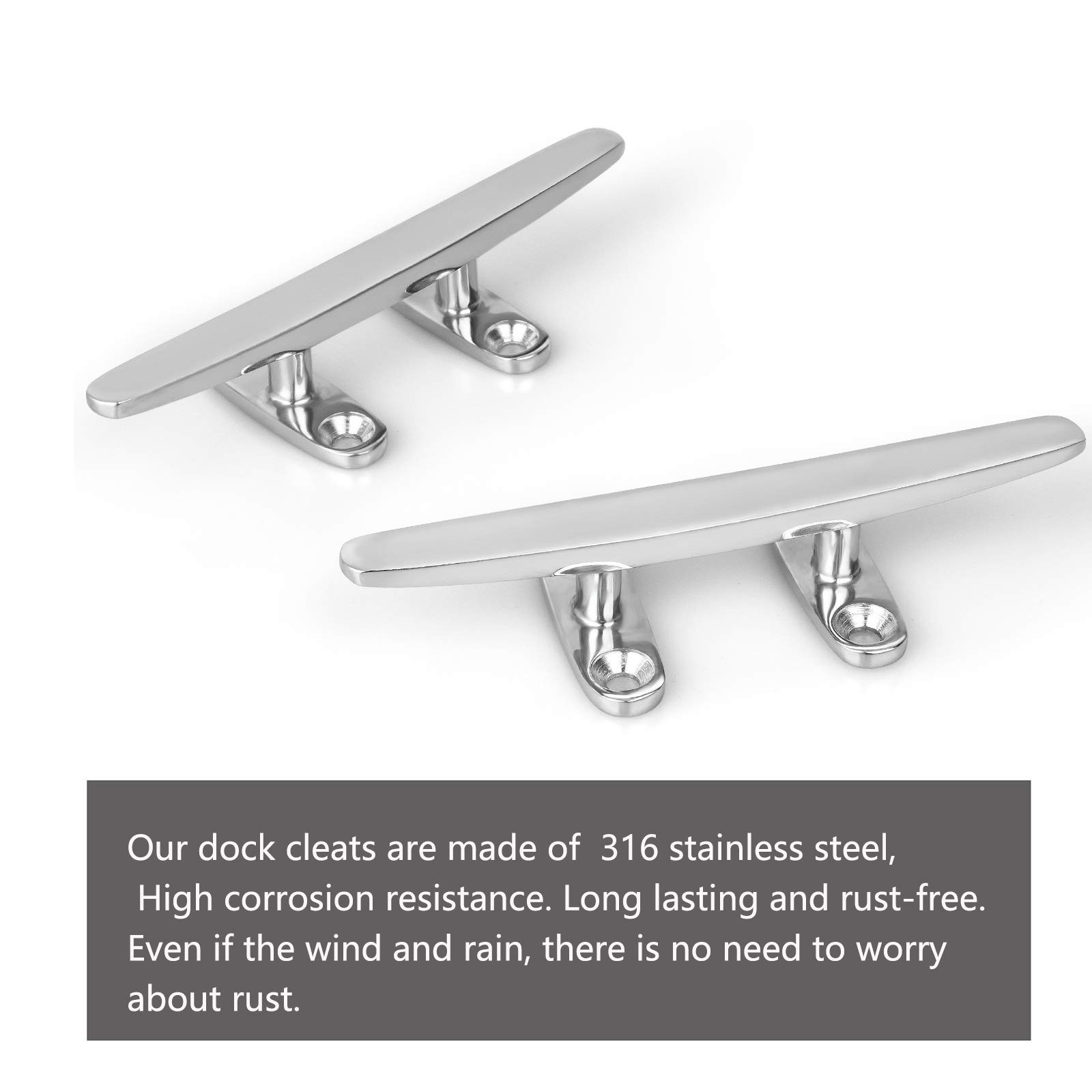 Boat Cleat Small Dock Cleat 2 PCS 4 Inch Open Base 316 Stainless Steel Tie Hook