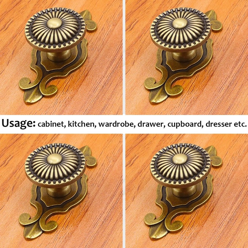 Brass Cabinet Knobs, Vintage Retro Mushroom Drawer Knobs with Backplate, Dres...