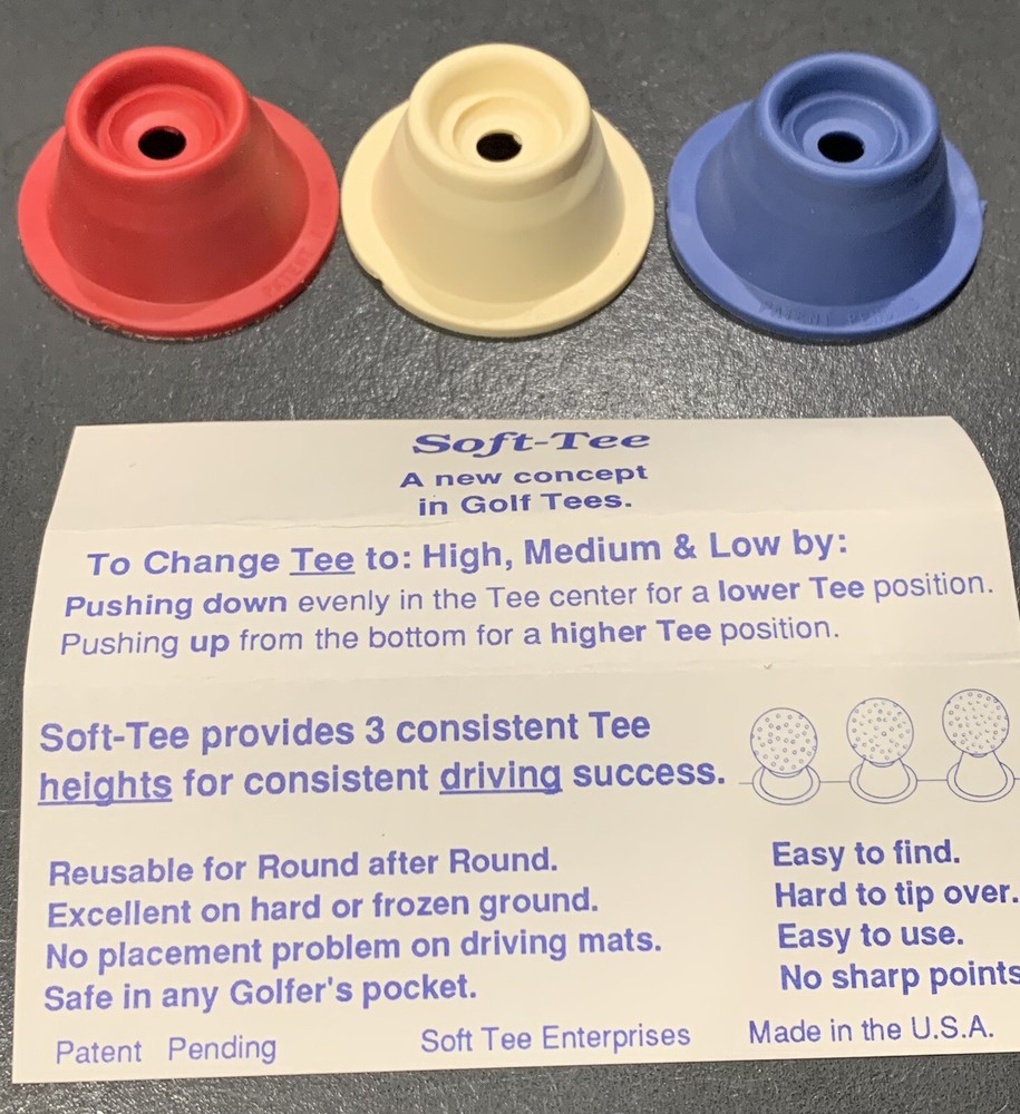 Soft-Tee Adjustable Re-useable Golf Tees - Set of 3