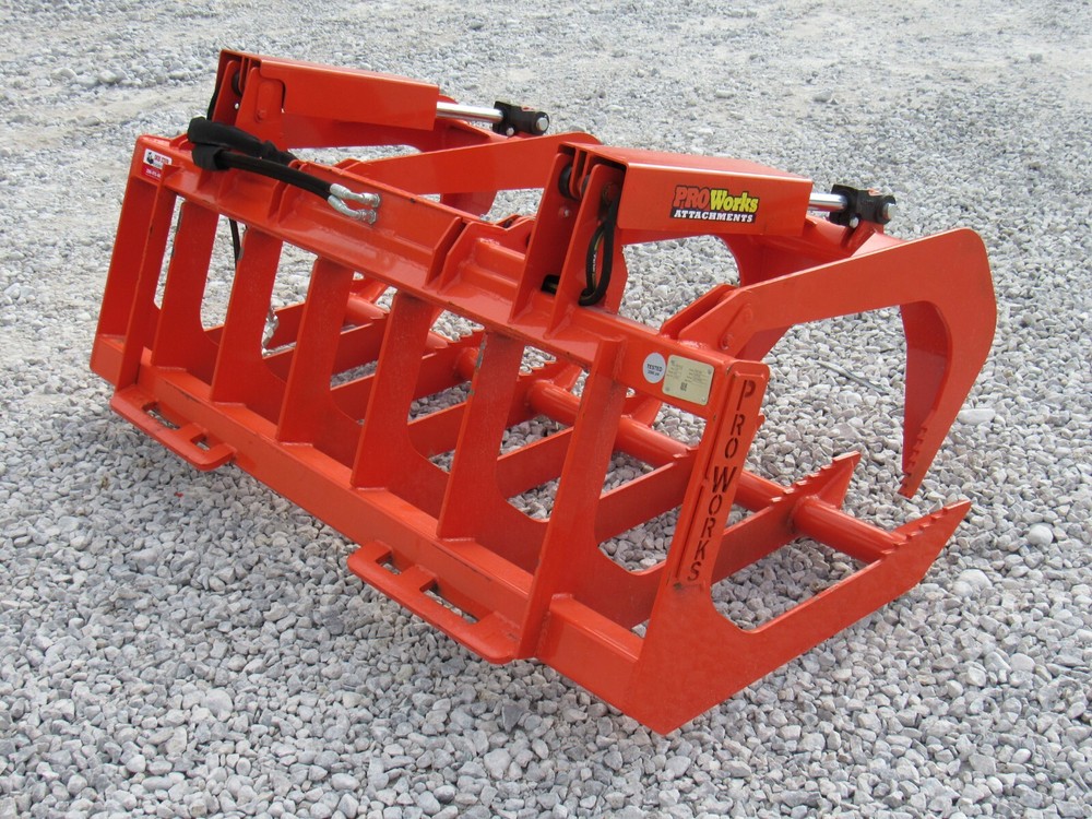 60" Root Grapple Grease and 48" Long Pallet Forks Attachment Combo Quick Attach