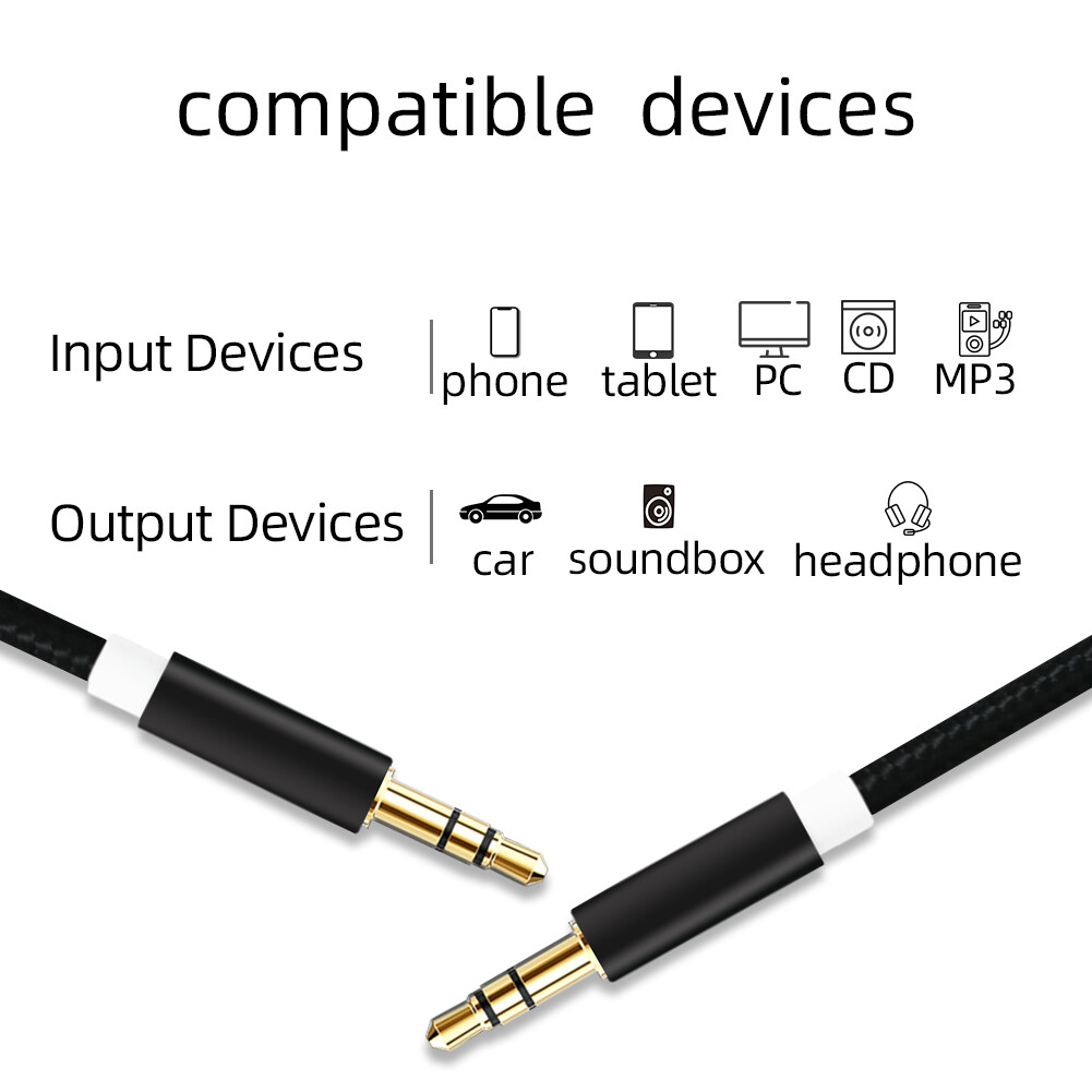 3.5mm Aux Male to Male Auxiliary Cord Stereo Audio Cable For PC iPod MP3 Auto