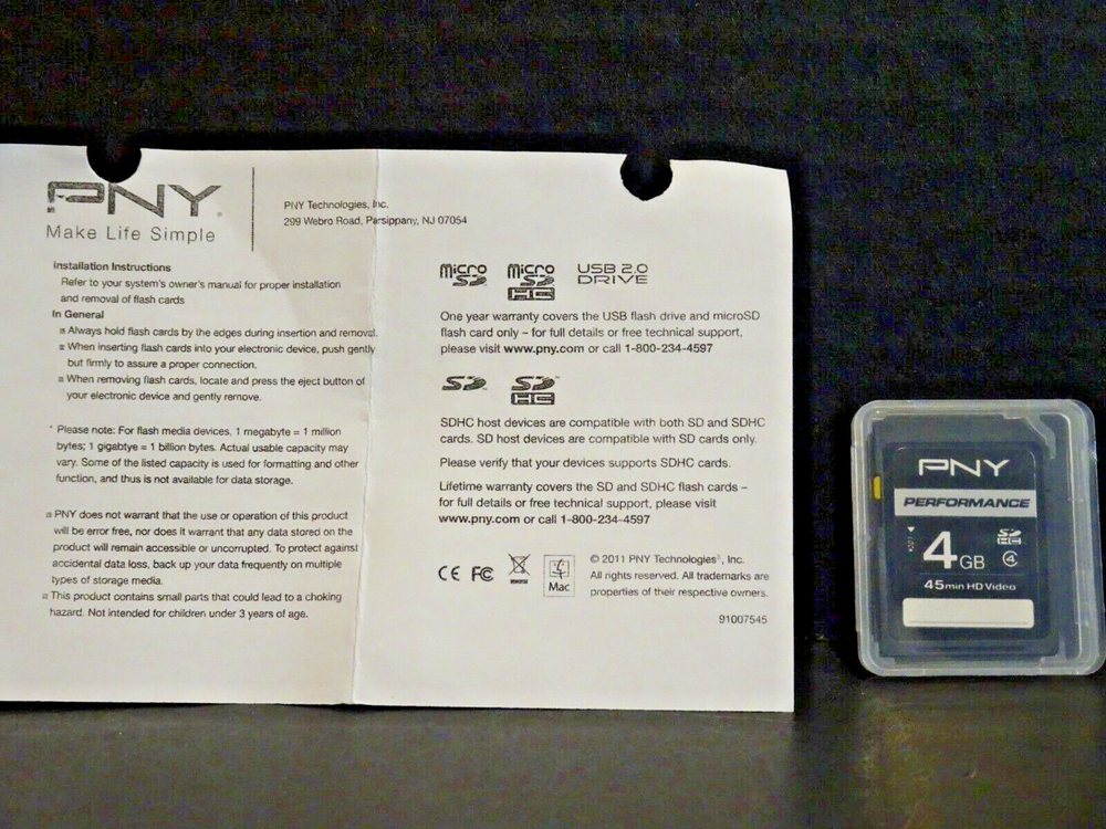 Genuine PNY Performance 4GB SDHC Memory Card