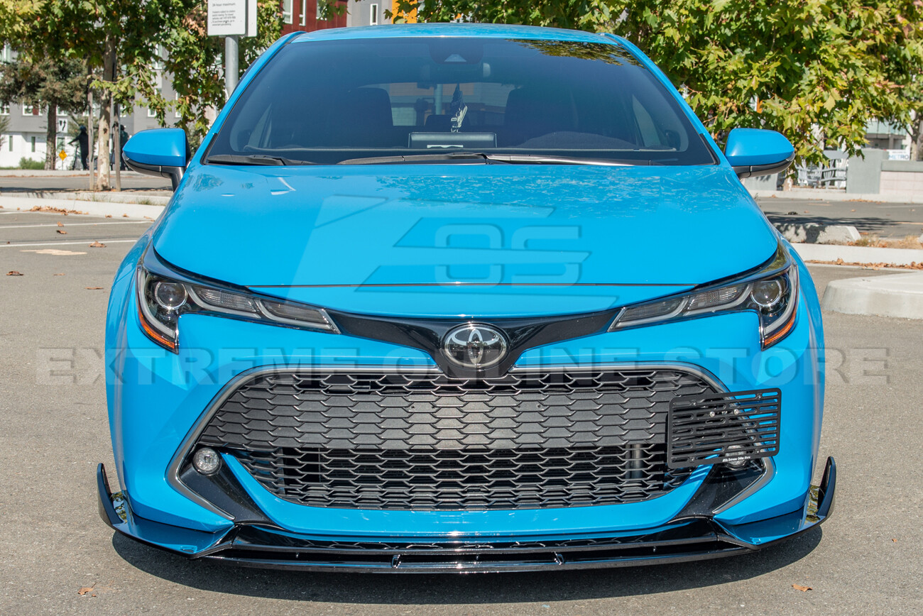 For 19-Up Corolla Hatchback | Track Style GLOSS BLACK Front Bumper Lip Splitter