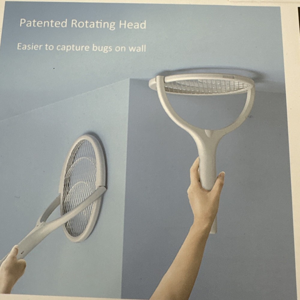Rotating Head Rechargeable Fly Swatter Electric Fly Swatter Racket Bug Zapper...