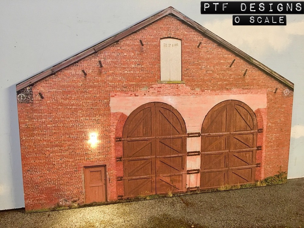 O Scale Scratch Built Engine Shed House Building Front/Flat, w/ LED MTH Lionel