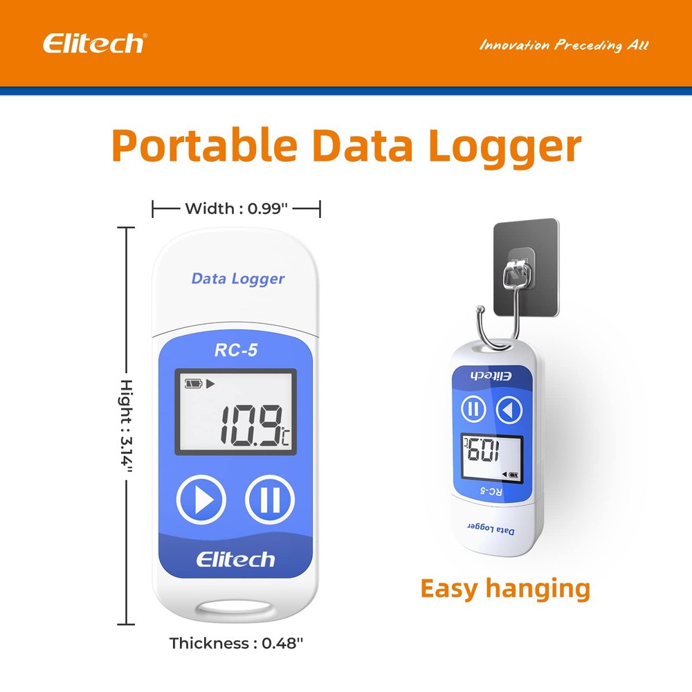 Elitech RC-5 Temperature Data Logger Temperature Recorder PDF Data Recorder 3200