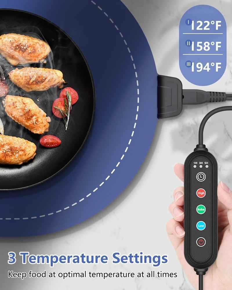 Multifunctional Silicone Food Warming Mat with Auto-Off & Easy Storage for Home