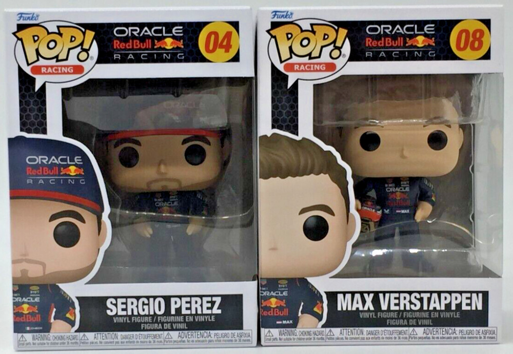 Funko POP! Racing Sergio Perez #4 Max Verstappen #8 Set of 2 With Protectors