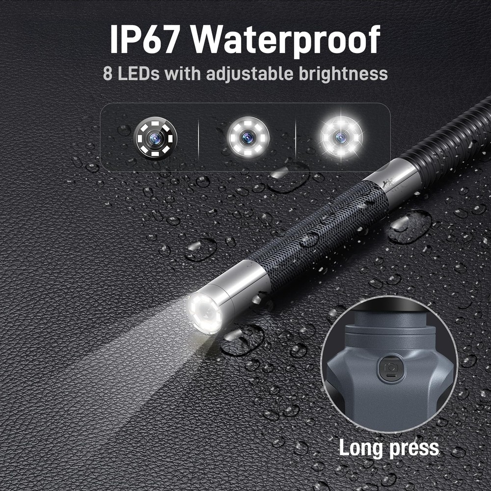 Two-Way Articulating Borescope with Light, USB-C Endoscope Inspection Camera ...