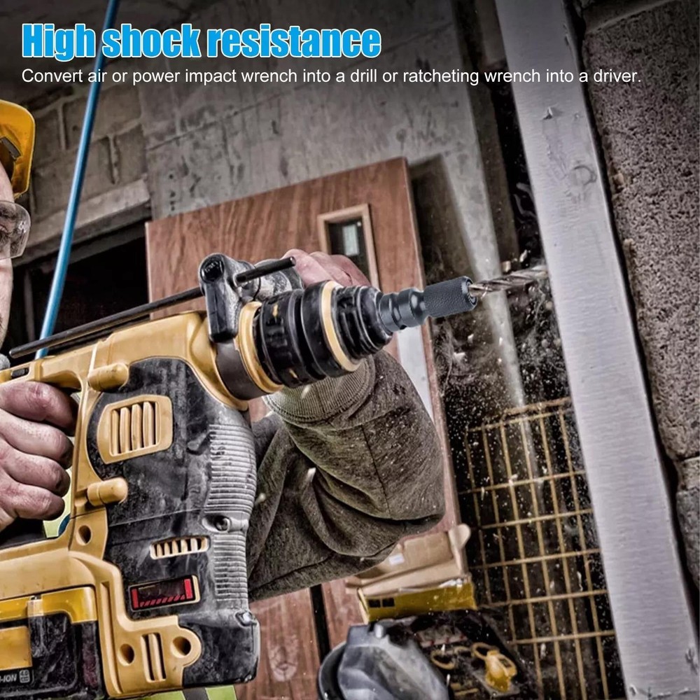 2* 1/2" Drive To 1/4" Socket Adapter Hex Drill Chuck Change For Impact Wrench