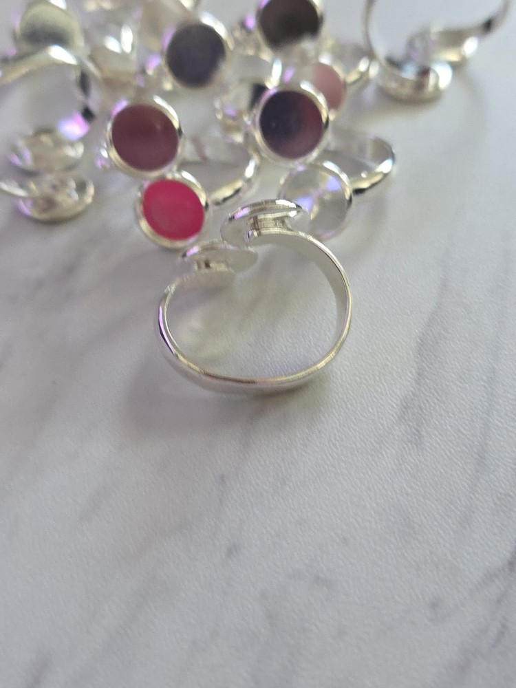Double Stone Bezel Ring Blankes, Adjustable, 9 Piece, 10mm