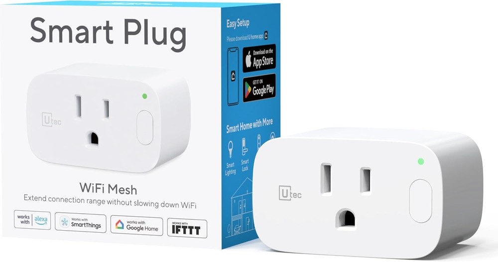 2 Pack 15A Wi-Fi Smart Plug with Remote Control, Compatible with Alexa & Google