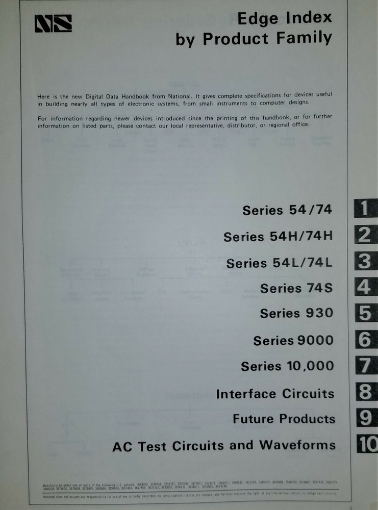 USED 1974 National Digital Integrated Circuits Databook