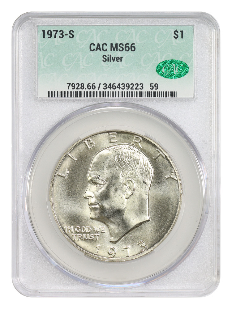 1973-S $1 CACG MS66 (Silver) - Ike Dollar - .3161 oz Silver