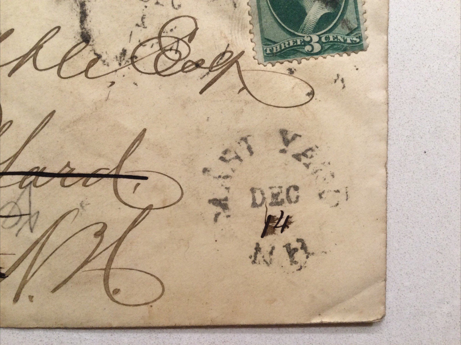 Rare 1880s Central Vermont Railroad Line Mast Yard NH Cancel 3c Postal Cover