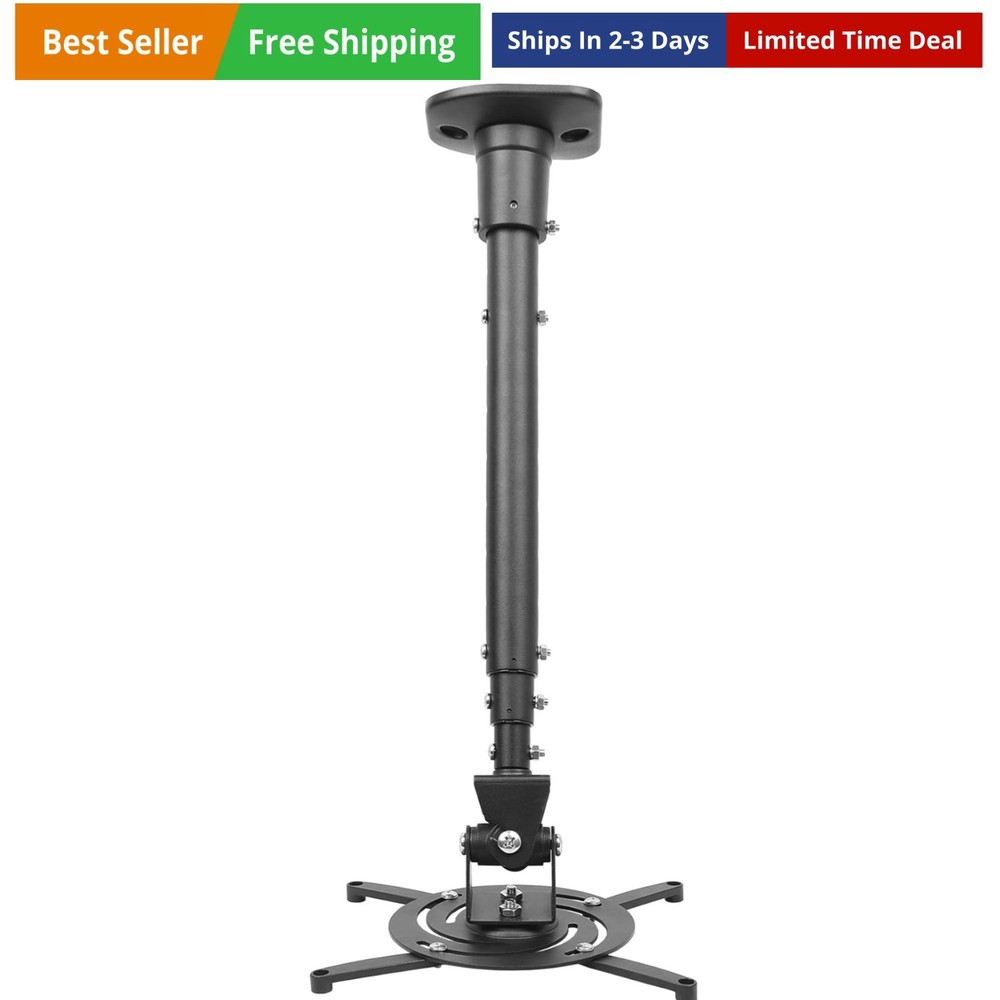 Full Motion Universal Ceiling Projector Mount Bracket with Adjustable Height ...