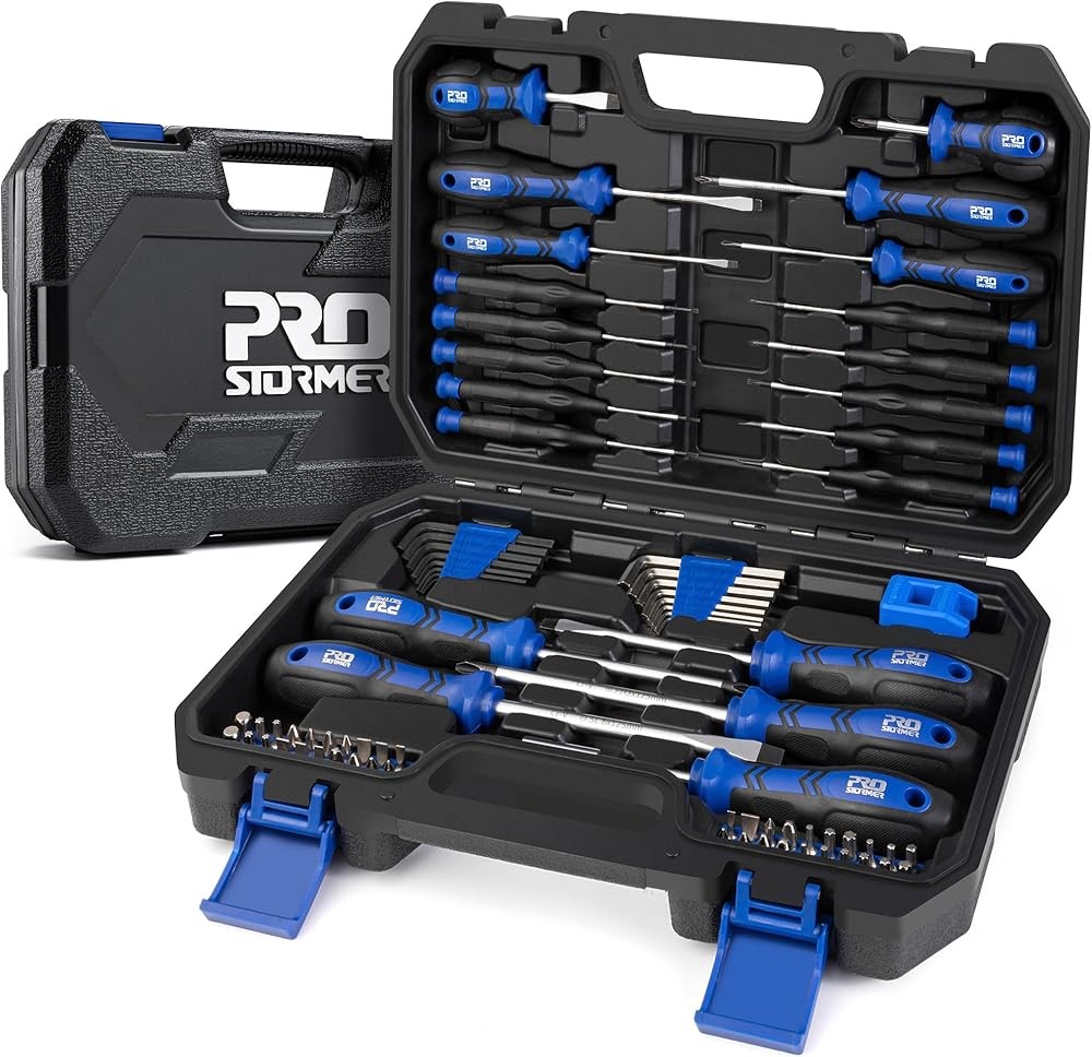 Proer Magnetic Screwdriver Set, Multi-pose Slotted/