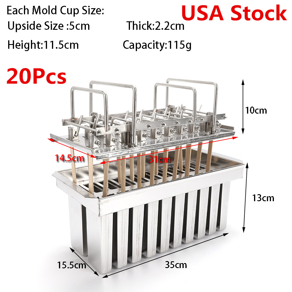 Ice Cream Stick Mold 20pcs Mold Cup Stainless Steel Popsicle Mold Commercial