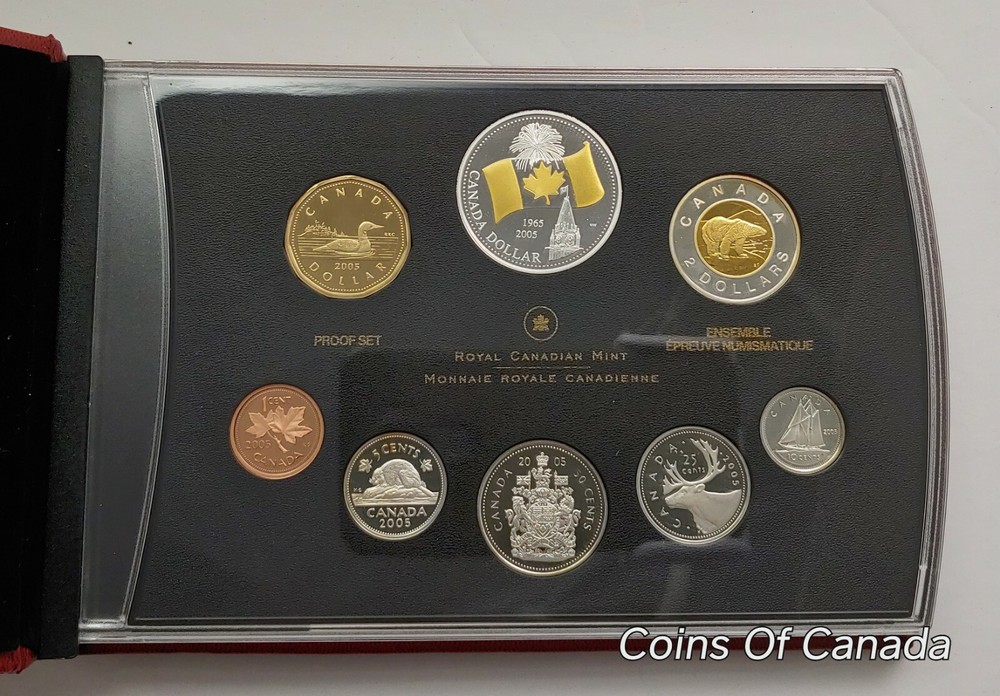 2005 Canada 8 Coin Silver PROOF Set w/ Gold Plated Silver Dollar #coinsofcanada