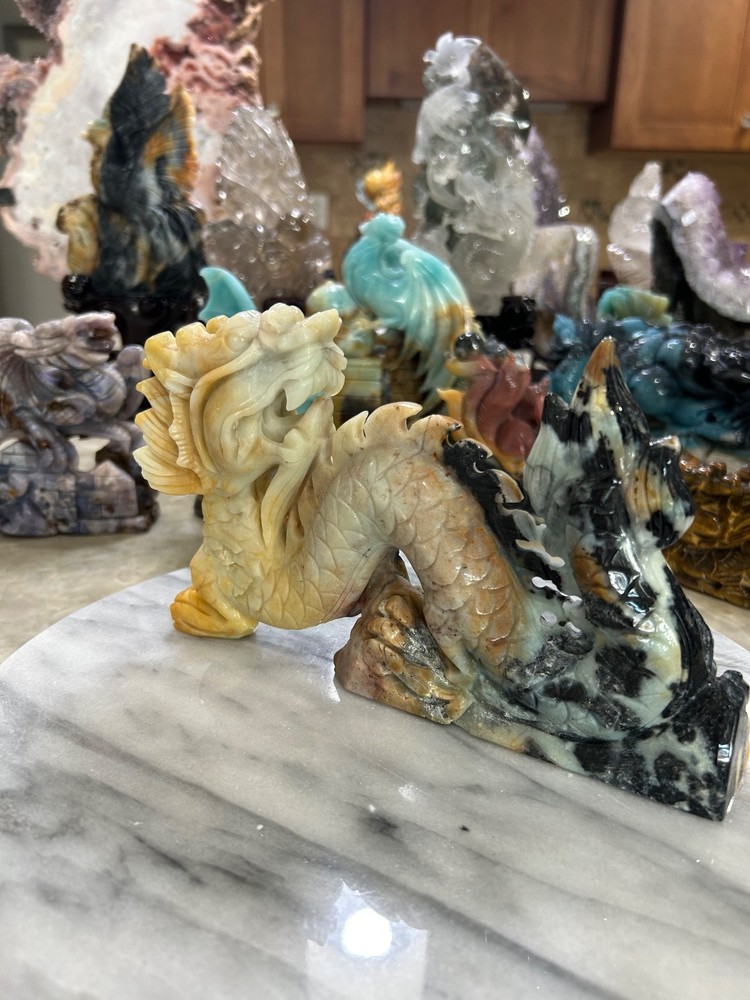 Gorgeous Amazonite Dragon hand carved very unique