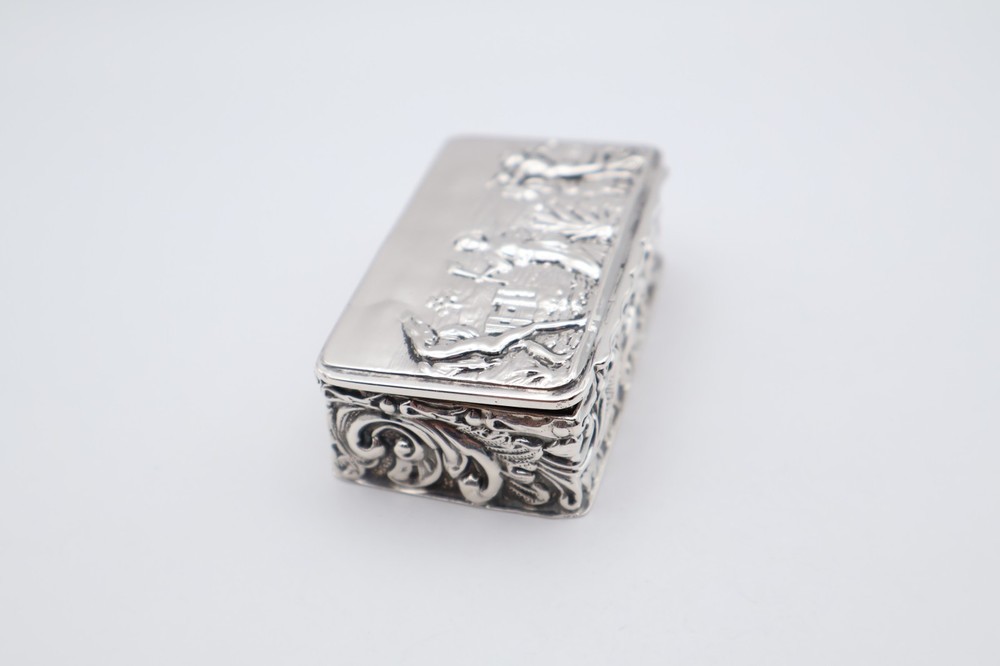Lovely Antique Solid Silver Box with Scenery Hallmarked Chester 1902