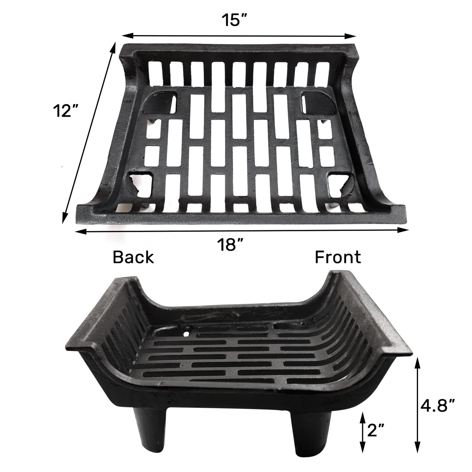 Fireplace Grate 18 inch Cast Iron Fire Place Grates Heavy Duty Wood Stove Chi...